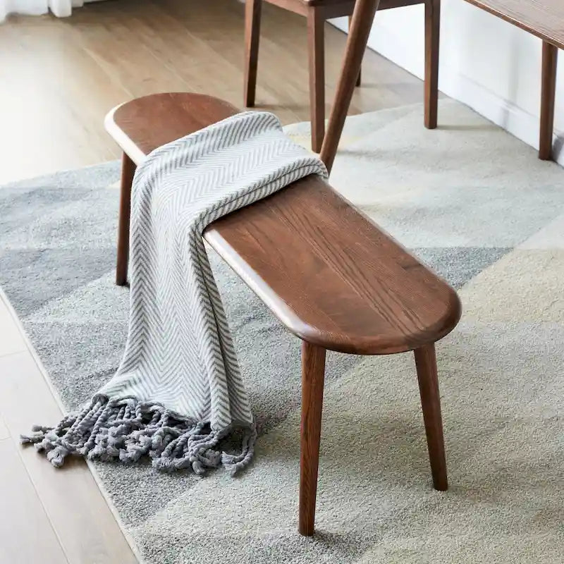 Solid Wood Bench with Smooth Edges