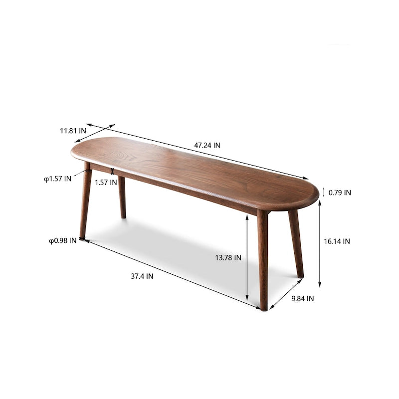 Solid Wood Bench with Smooth Edges
