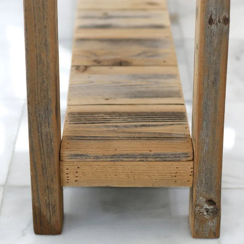Reclaimed Wood Minimalist Console Table – Unfinished Natural Finish, 46L x 10W x 28H in