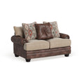 Traditional Brown Faux Leather Loveseat