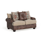 Traditional Brown Faux Leather Loveseat