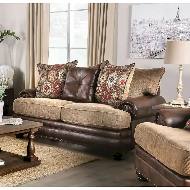 Dhirendra Traditional Brown Faux Leather Loveseat by 