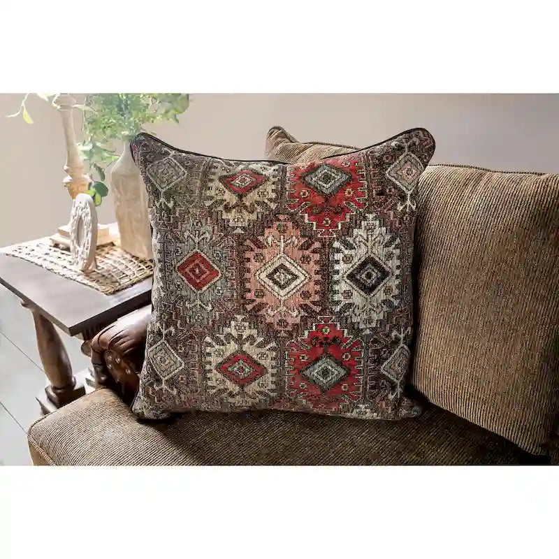 Traditional Brown Faux Leather Loveseat