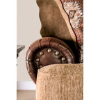 Traditional Brown Faux Leather Loveseat