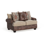 Traditional Brown Faux Leather Loveseat