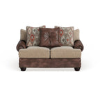 Traditional Brown Faux Leather Loveseat