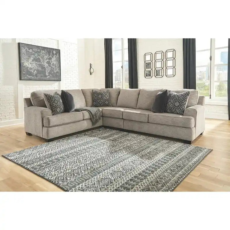  Bovarian Beige and Grey 3-Piece Sectional Sofa