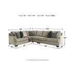 Bovarian Beige and Grey 3-Piece Sectional Sofa