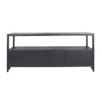 70-inch Steel TV Console with 2 Wire-Mesh Cabinets – Sand Black & Dark Walnut