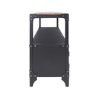 70-inch Steel TV Console with 2 Wire-Mesh Cabinets – Sand Black & Dark Walnut