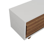 Mid-Century Modern White and Walnut 62-inch Wide 6-Shelf TV Stand