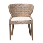 Bohemian Grey Natural Kubu Rattan and Mahogany Wood Dining Chair