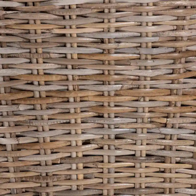 Bohemian Grey Natural Kubu Rattan and Mahogany Wood Dining Chair