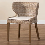 Bohemian Grey Natural Kubu Rattan and Mahogany Wood Dining Chair