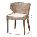 Bohemian Grey Natural Kubu Rattan and Mahogany Wood Dining Chair
