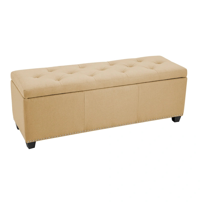 Fabric Upholstered Flip Top Storage Ottoman Bench