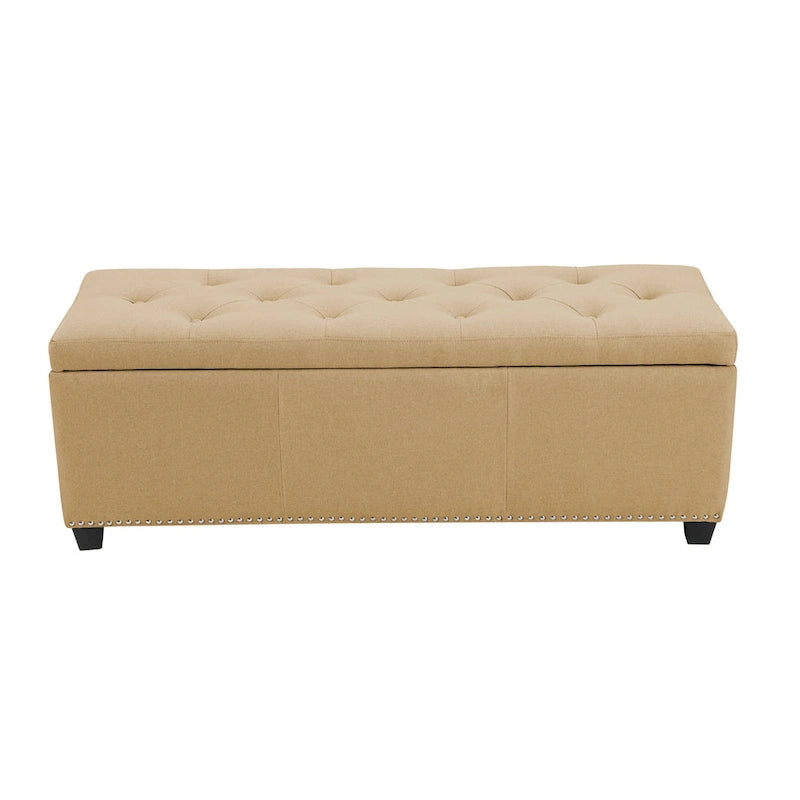Fabric Upholstered Flip Top Storage Ottoman Bench