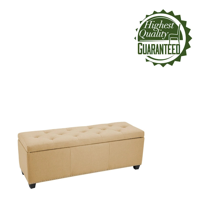 Fabric Upholstered Flip Top Storage Ottoman Bench