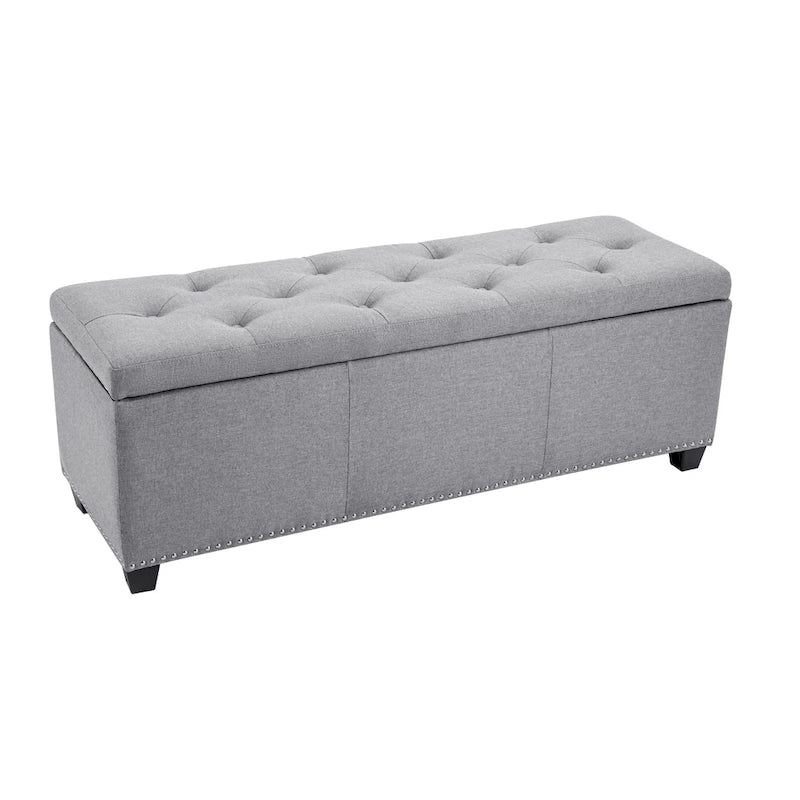 Fabric Upholstered Flip Top Storage Ottoman Bench