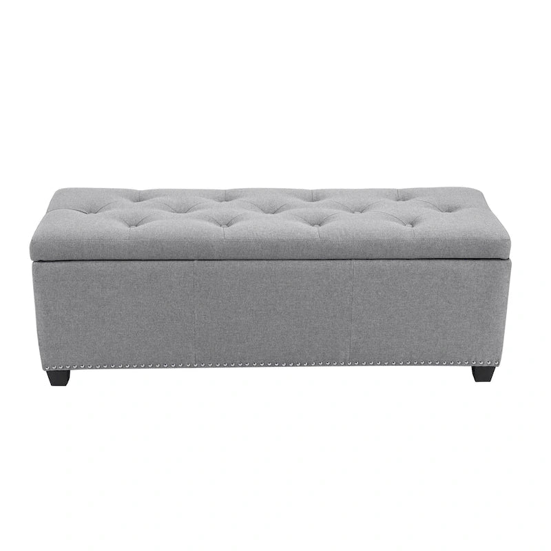 Fabric Upholstered Flip Top Storage Ottoman Bench