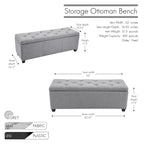 Fabric Upholstered Flip Top Storage Ottoman Bench