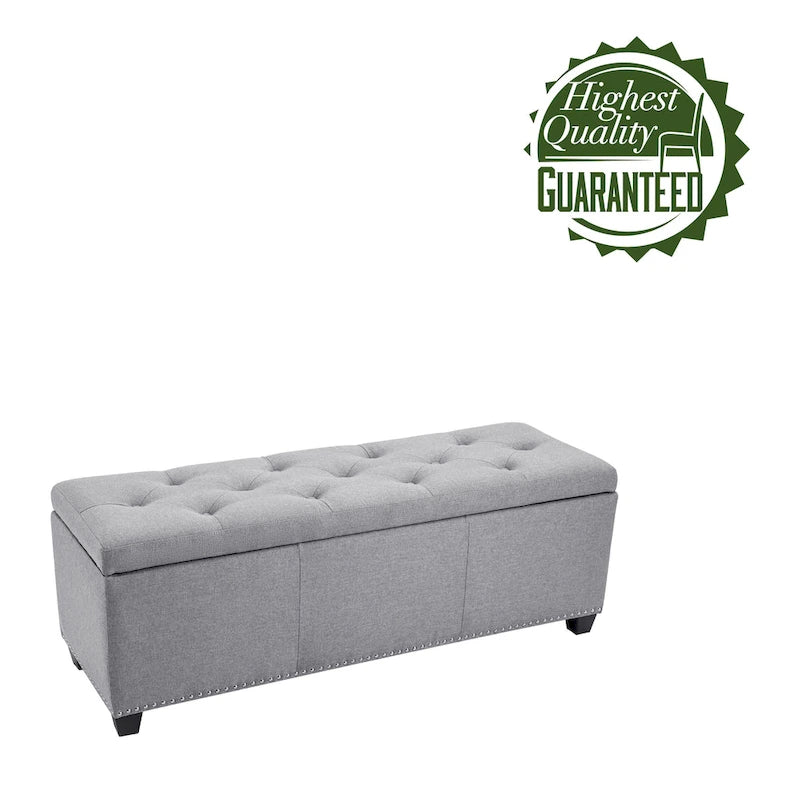 Fabric Upholstered Flip Top Storage Ottoman Bench
