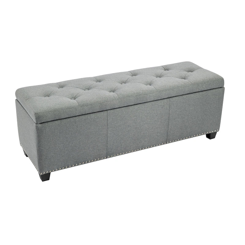 Fabric Upholstered Flip Top Storage Ottoman Bench
