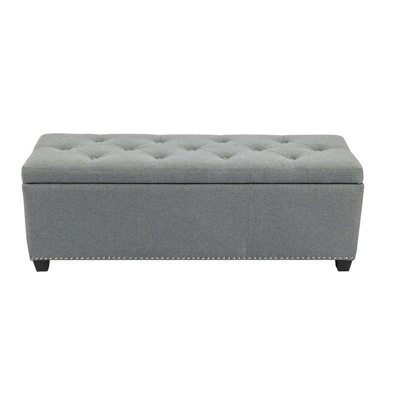 Fabric Upholstered Flip Top Storage Ottoman Bench