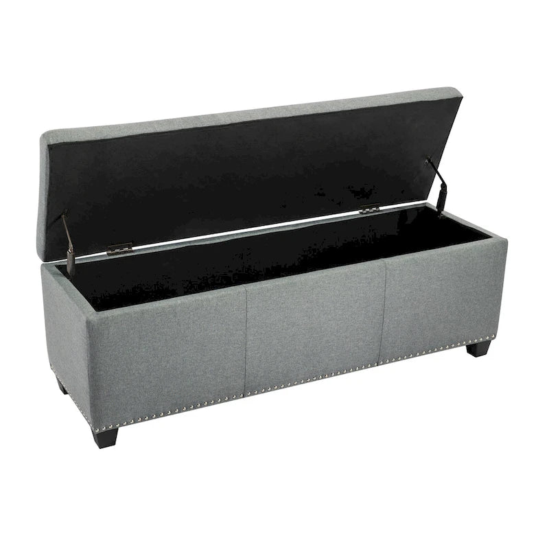 Fabric Upholstered Flip Top Storage Ottoman Bench