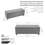 Fabric Upholstered Flip Top Storage Ottoman Bench