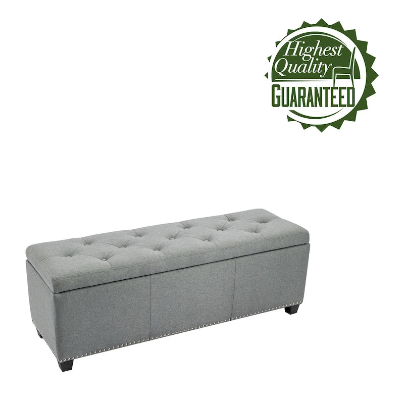 Fabric Upholstered Flip Top Storage Ottoman Bench