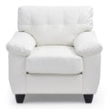 Faux Leather Accent Chair with Tufted Back and Pocket Coil Seat – 36W x 33D x 35H in