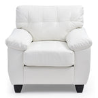 Faux Leather Accent Chair with Tufted Back and Pocket Coil Seat – 36W x 33D x 35H in