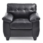 Faux Leather Accent Chair with Tufted Back and Pocket Coil Seat – 36W x 33D x 35H in