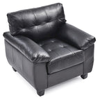 Faux Leather Accent Chair with Tufted Back and Pocket Coil Seat – 36W x 33D x 35H in