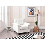 Faux Leather Accent Chair with Tufted Back and Pocket Coil Seat – 36W x 33D x 35H in
