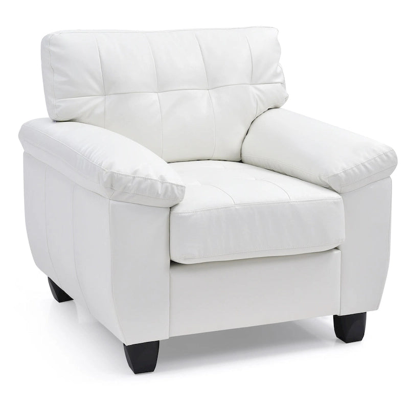 Faux Leather Accent Chair with Tufted Back and Pocket Coil Seat – 36W x 33D x 35H in