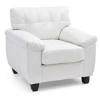 Faux Leather Accent Chair with Tufted Back and Pocket Coil Seat – 36W x 33D x 35H in