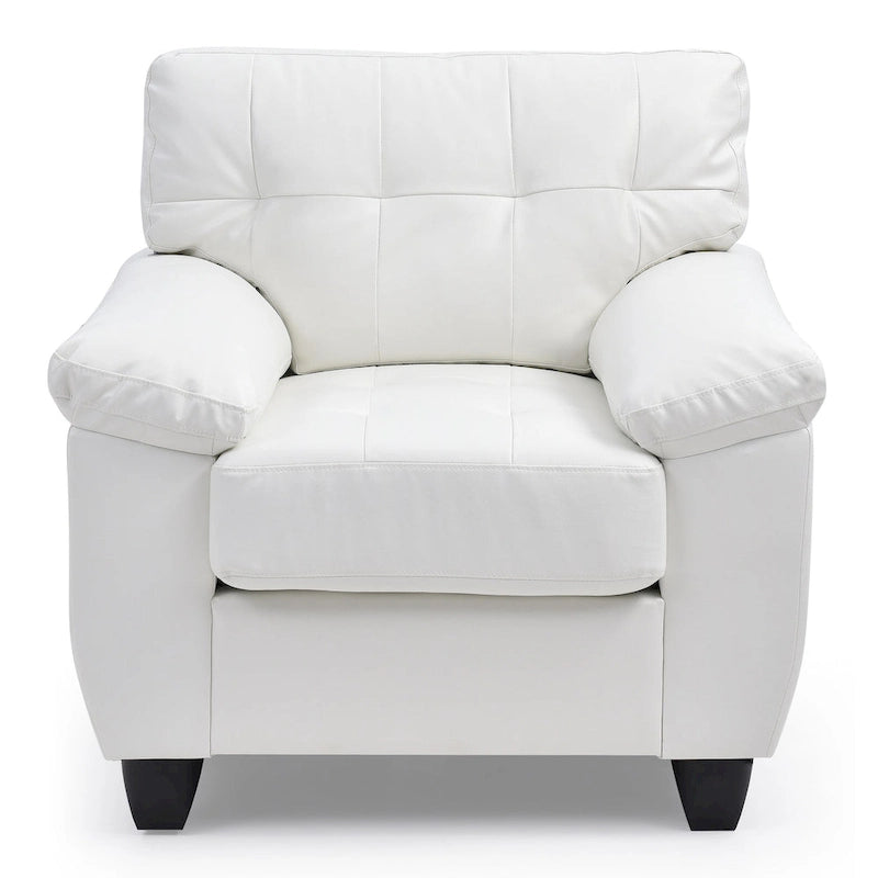 Faux Leather Accent Chair with Tufted Back and Pocket Coil Seat – 36W x 33D x 35H in