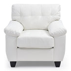 Faux Leather Accent Chair with Tufted Back and Pocket Coil Seat – 36W x 33D x 35H in
