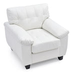 Faux Leather Accent Chair with Tufted Back and Pocket Coil Seat – 36W x 33D x 35H in