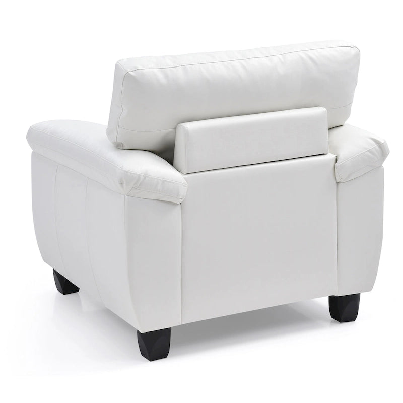Faux Leather Accent Chair with Tufted Back and Pocket Coil Seat – 36W x 33D x 35H in
