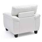 Faux Leather Accent Chair with Tufted Back and Pocket Coil Seat – 36W x 33D x 35H in