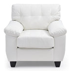 Faux Leather Accent Chair with Tufted Back and Pocket Coil Seat – 36W x 33D x 35H in