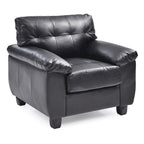 Faux Leather Accent Chair with Tufted Back and Pocket Coil Seat – 36W x 33D x 35H in