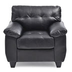 Faux Leather Accent Chair with Tufted Back and Pocket Coil Seat – 36W x 33D x 35H in