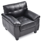 Faux Leather Accent Chair with Tufted Back and Pocket Coil Seat – 36W x 33D x 35H in