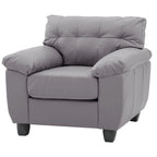 Faux Leather Accent Chair with Tufted Back and Pocket Coil Seat – 36W x 33D x 35H in