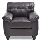 Faux Leather Accent Chair with Tufted Back and Pocket Coil Seat – 36W x 33D x 35H in