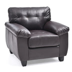 Faux Leather Accent Chair with Tufted Back and Pocket Coil Seat – 36W x 33D x 35H in